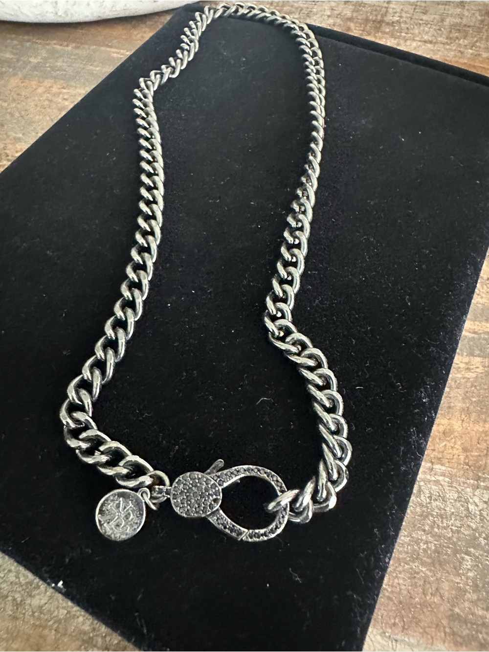Pave Toggle Chain Necklace in Silver